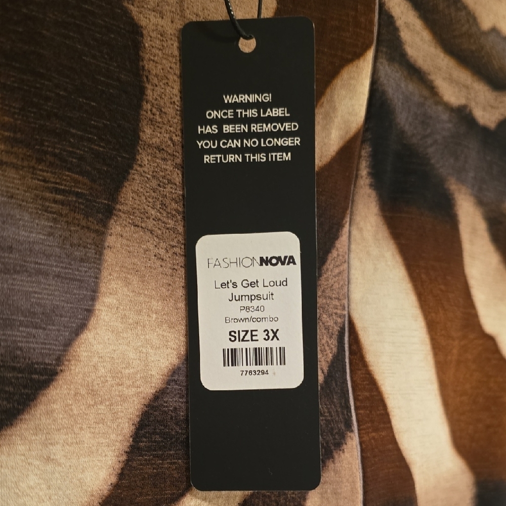 Fashion Nova Brown Zebra Jumpsuit - Picture 2 of 3
